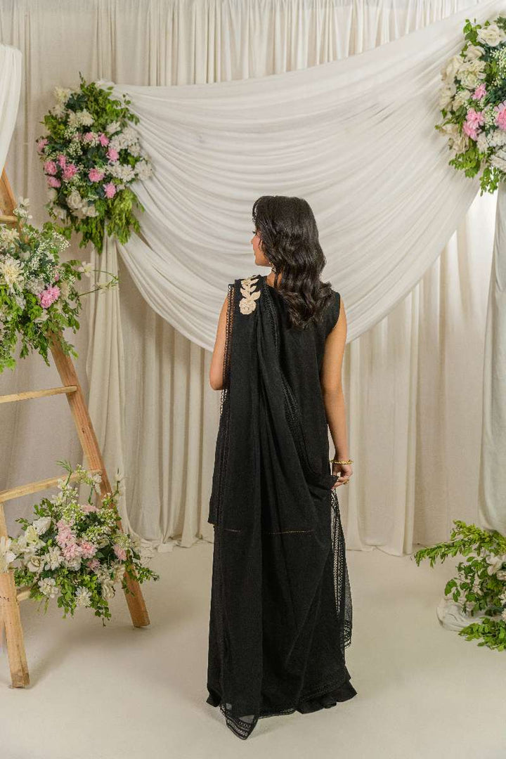 Alishba Kashif - Ebon - Black - Khaadi Net & Silk - 3 Piece