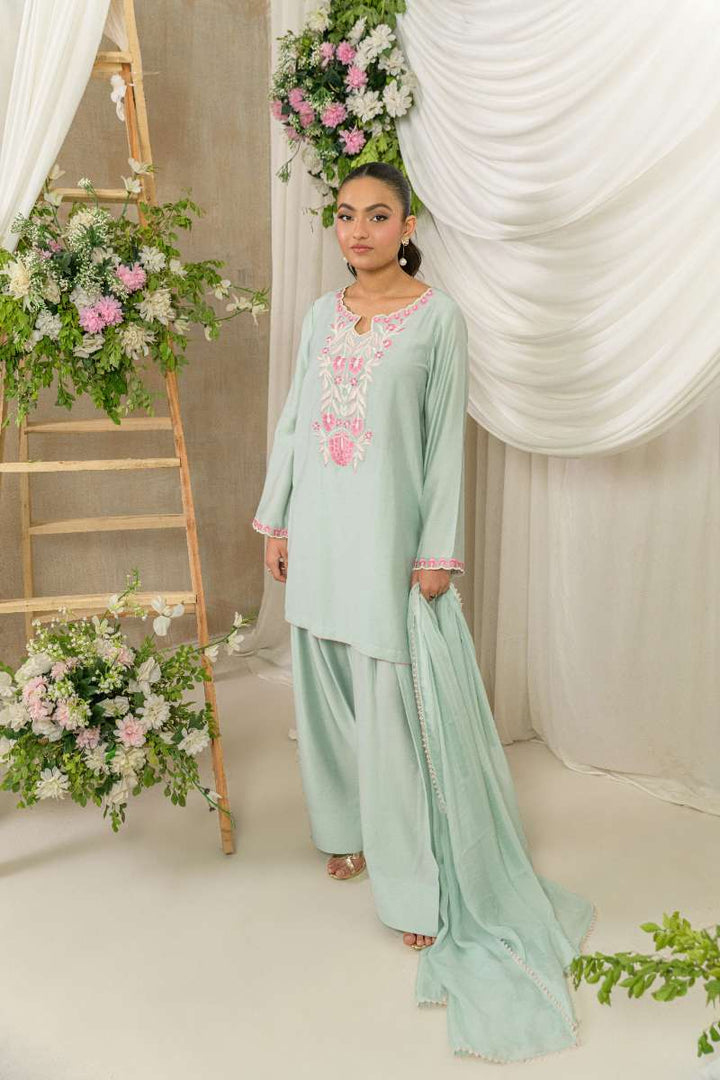 Alishba Kashif - Saahil - Mint  - Viscose Silk - 3 Piece