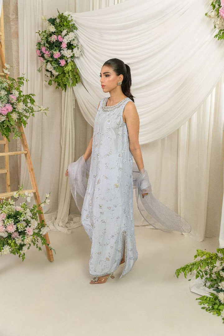 Alishba Kashif - Nureh - Powder Blue - Tusser Silk - 3 Piece