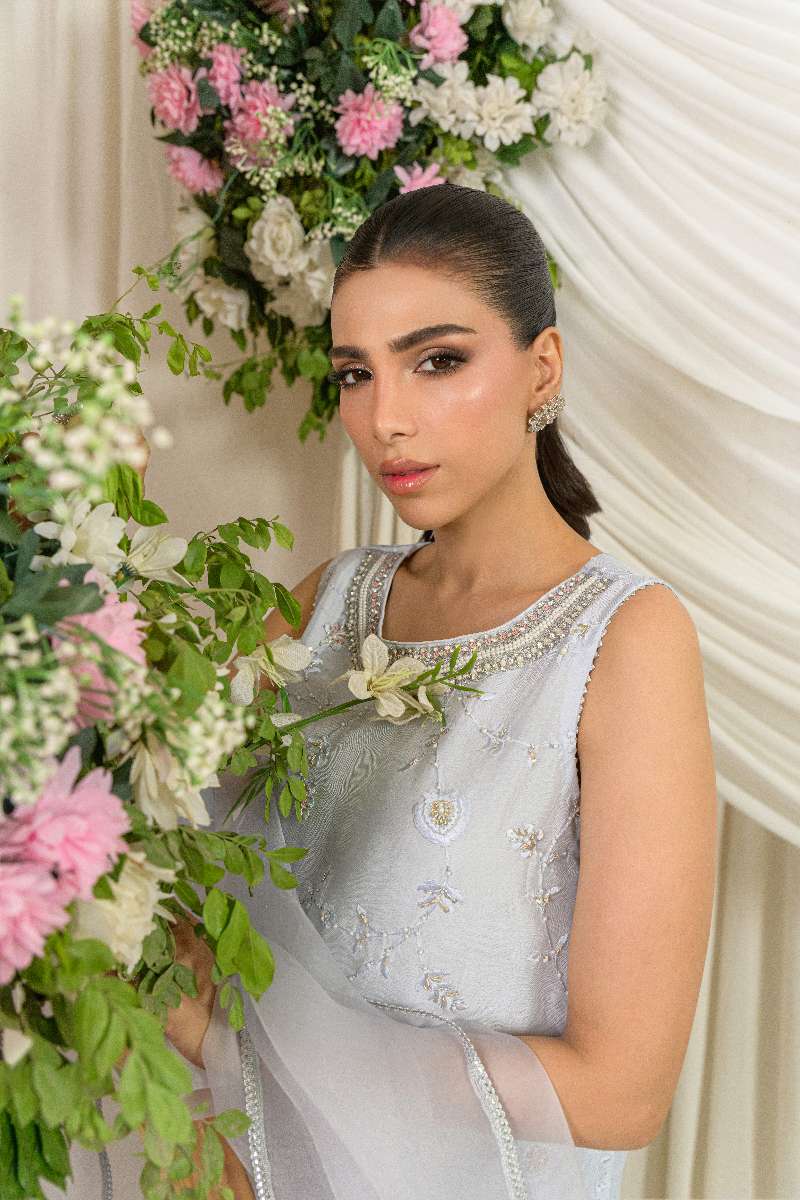 Alishba Kashif - Nureh - Powder Blue - Tusser Silk - 3 Piece