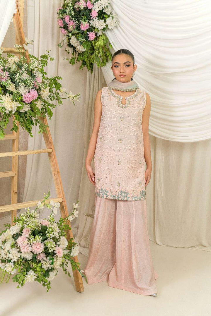 Alishba Kashif - Mahrosh - Peach - Tusser Silk - 3 Piece