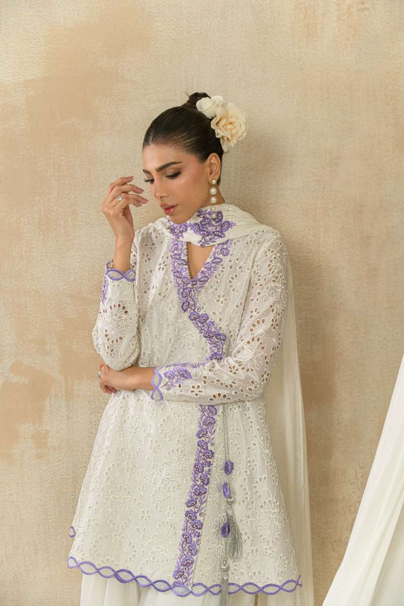 Alishba Kashif - Elan Blanc  - White - Viscose Silk - 3 Piece
