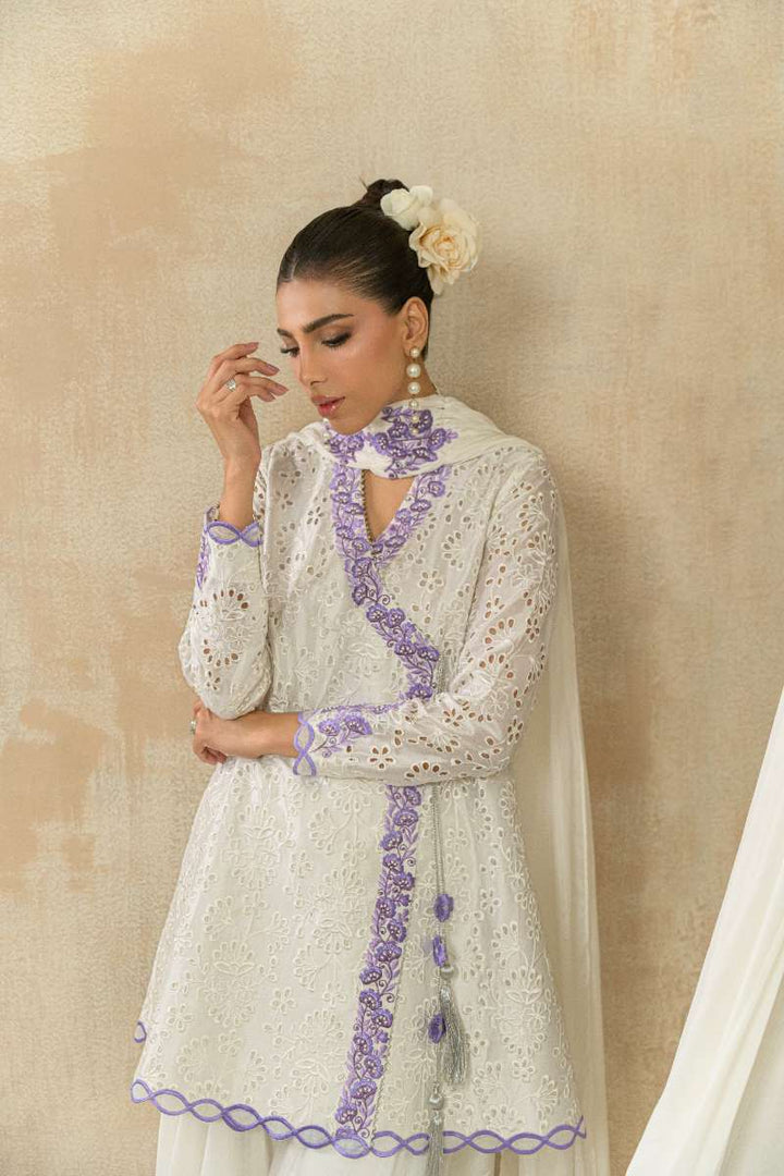 Alishba Kashif - Elan Blanc  - White - Viscose Silk - 3 Piece