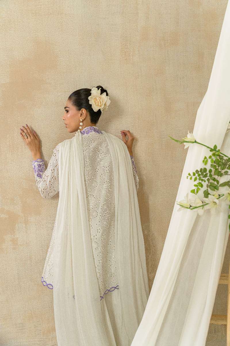 Alishba Kashif - Elan Blanc  - White - Viscose Silk - 3 Piece
