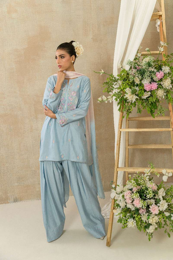 Alishba Kashif - Zehan - Blue - Viscose Silk - 3 Piece