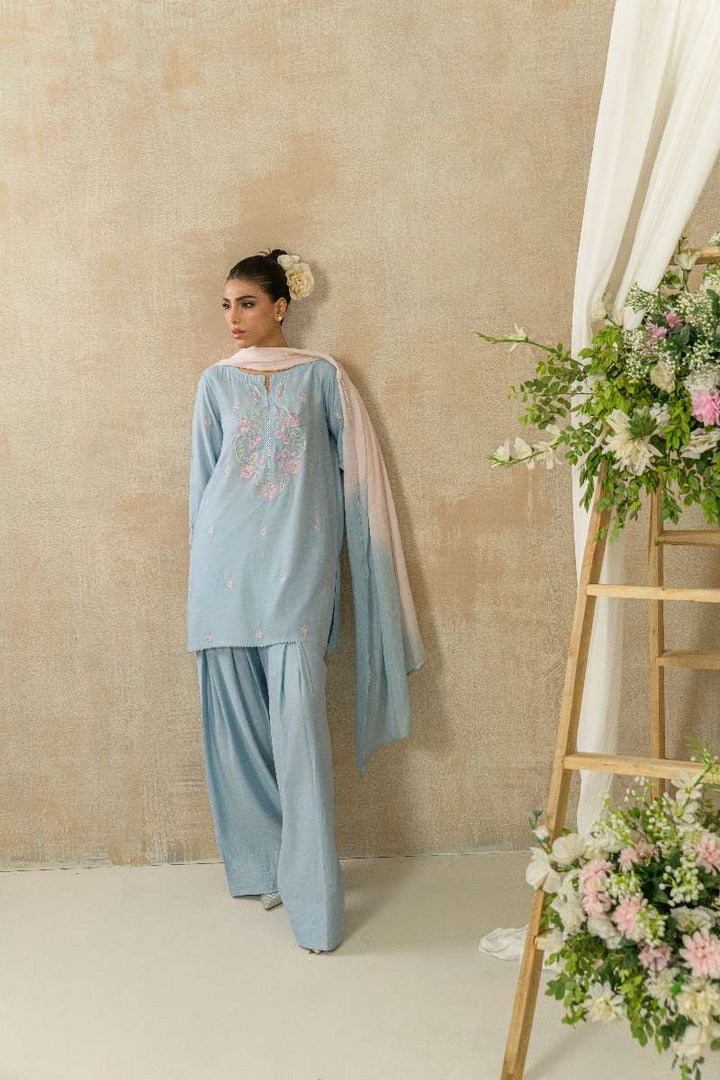 Alishba Kashif - Zehan - Blue - Viscose Silk - 3 Piece
