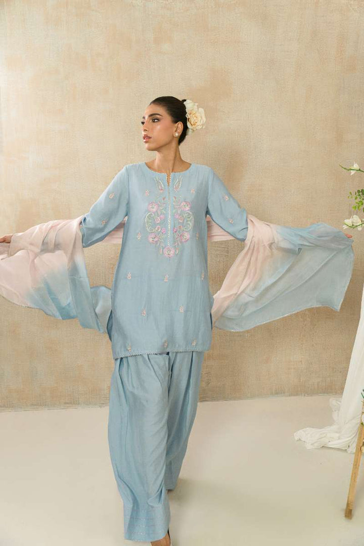 Alishba Kashif - Zehan - Blue - Viscose Silk - 3 Piece