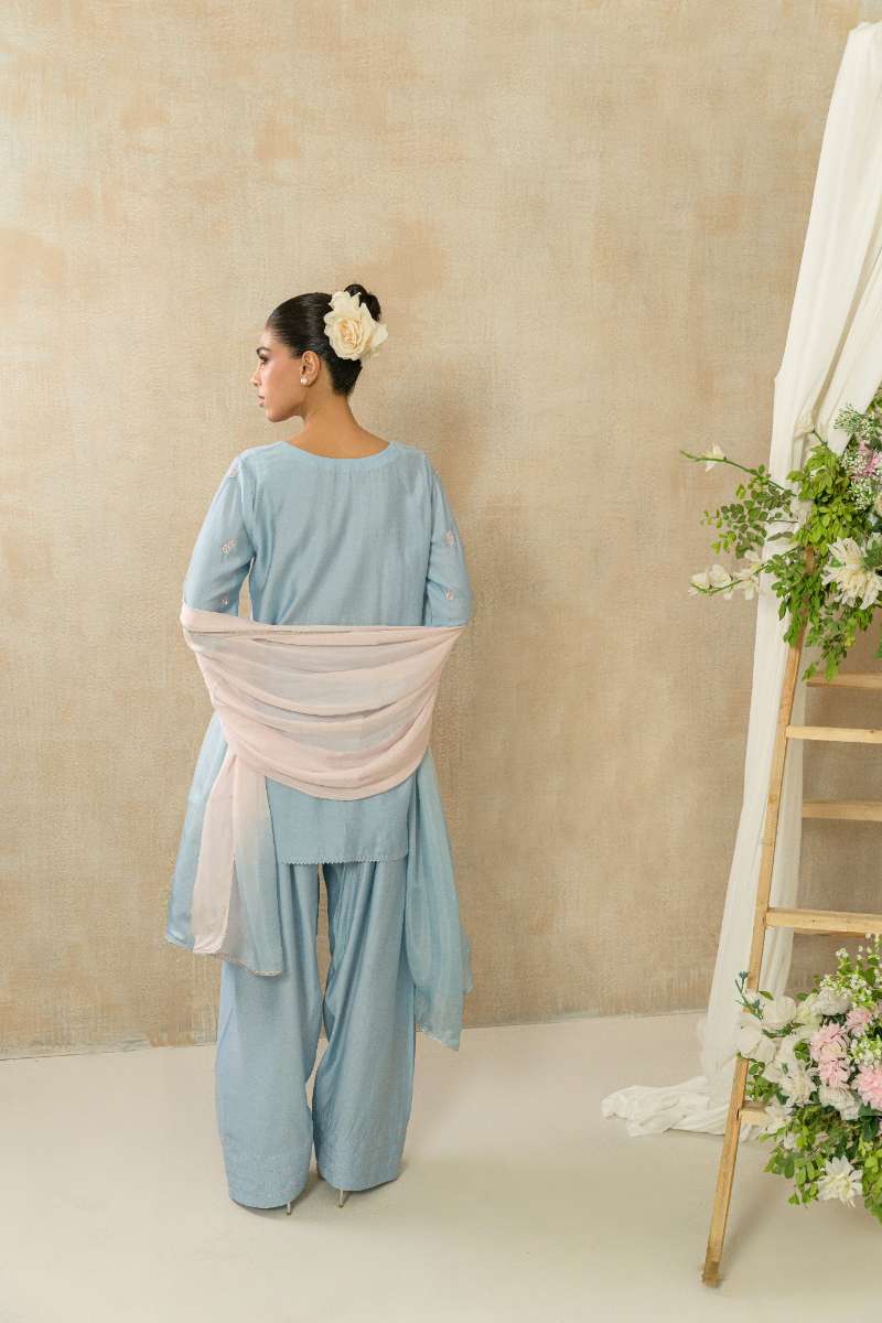 Alishba Kashif - Zehan - Blue - Viscose Silk - 3 Piece