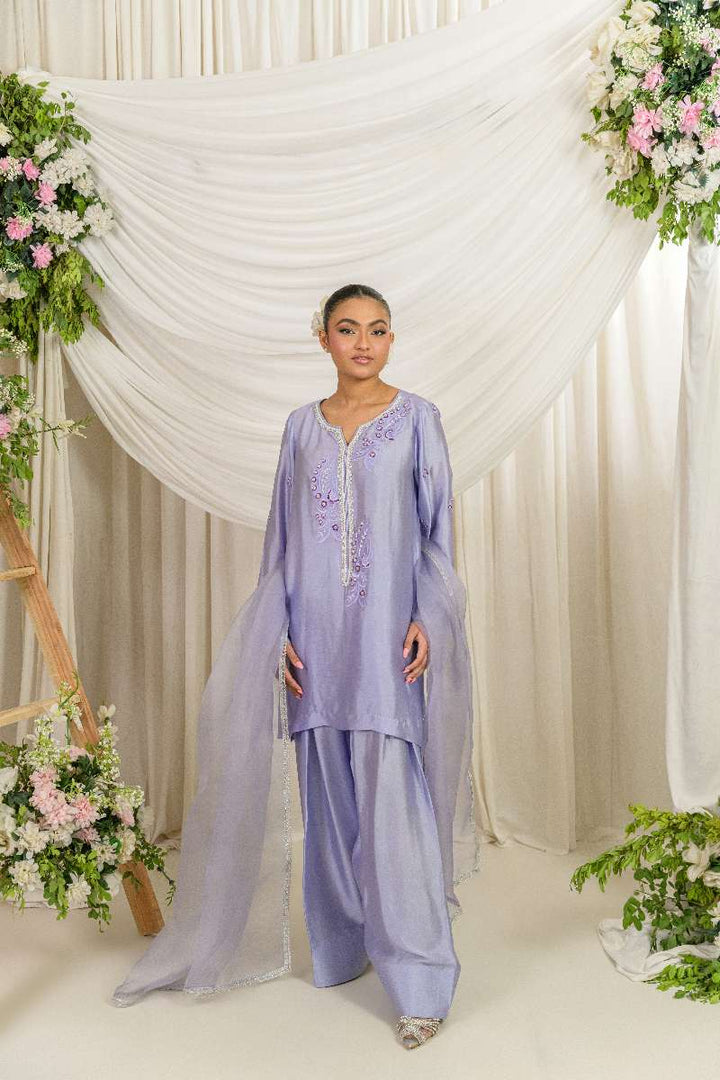 Alishba Kashif - Sahar - Lavender - Tusser Silk - 3 Piece
