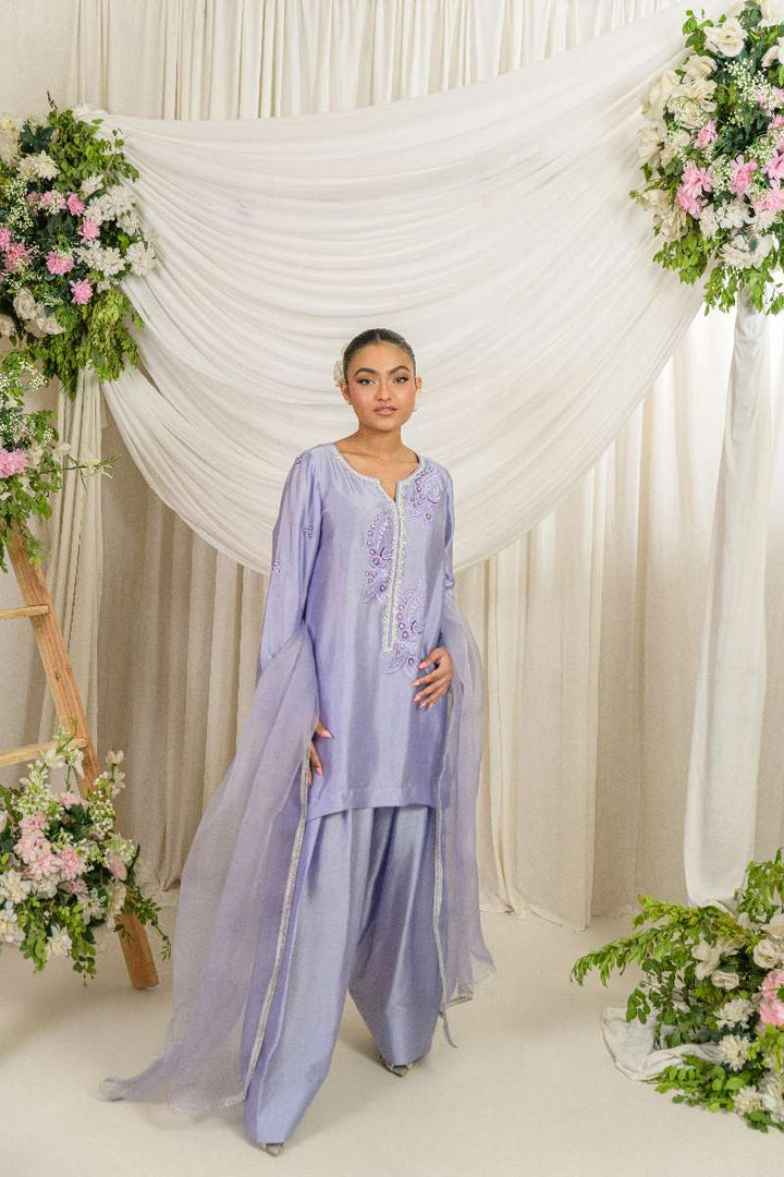 Alishba Kashif - Sahar - Lavender - Tusser Silk - 3 Piece