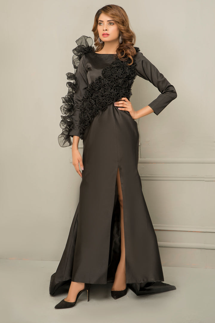 Syah - Smoked Pattern Dress - Silk - Black - 1 Piece