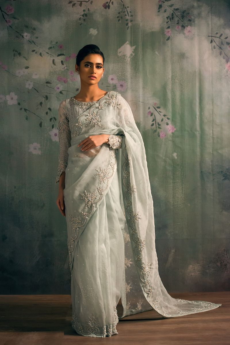 Yasmin Zaman Hamna Saree Blue 2 Piece