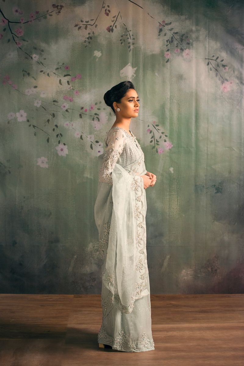 Yasmin Zaman Hamna Saree Blue 2 Piece
