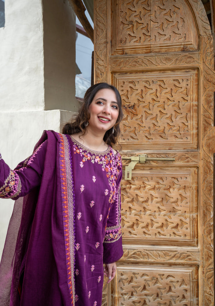 Omal by Komal - Mehek - Rust - Khaddar & Khaadi Net - 3 Piece
