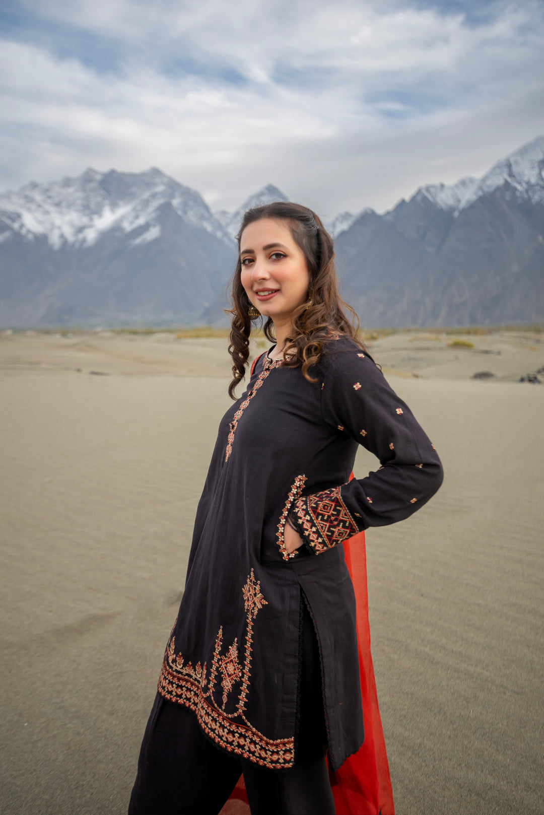 Omal by Komal - Zamda - Rust - Khaddar & Khaadi Net - 3 Piece