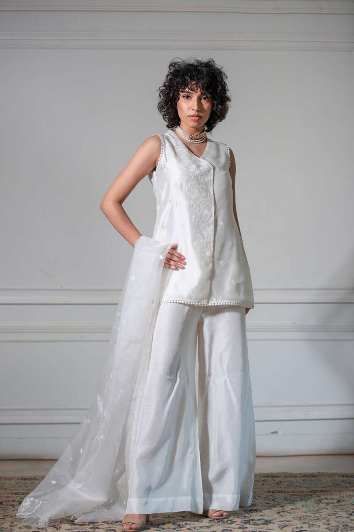 Yasmin Zaman - Butter Sheesha mat finish Suit For Women - Ivory  - 3 Piece