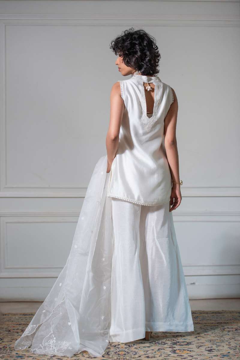 Yasmin Zaman - Butter Sheesha mat finish Suit For Women - Ivory  - 3 Piece