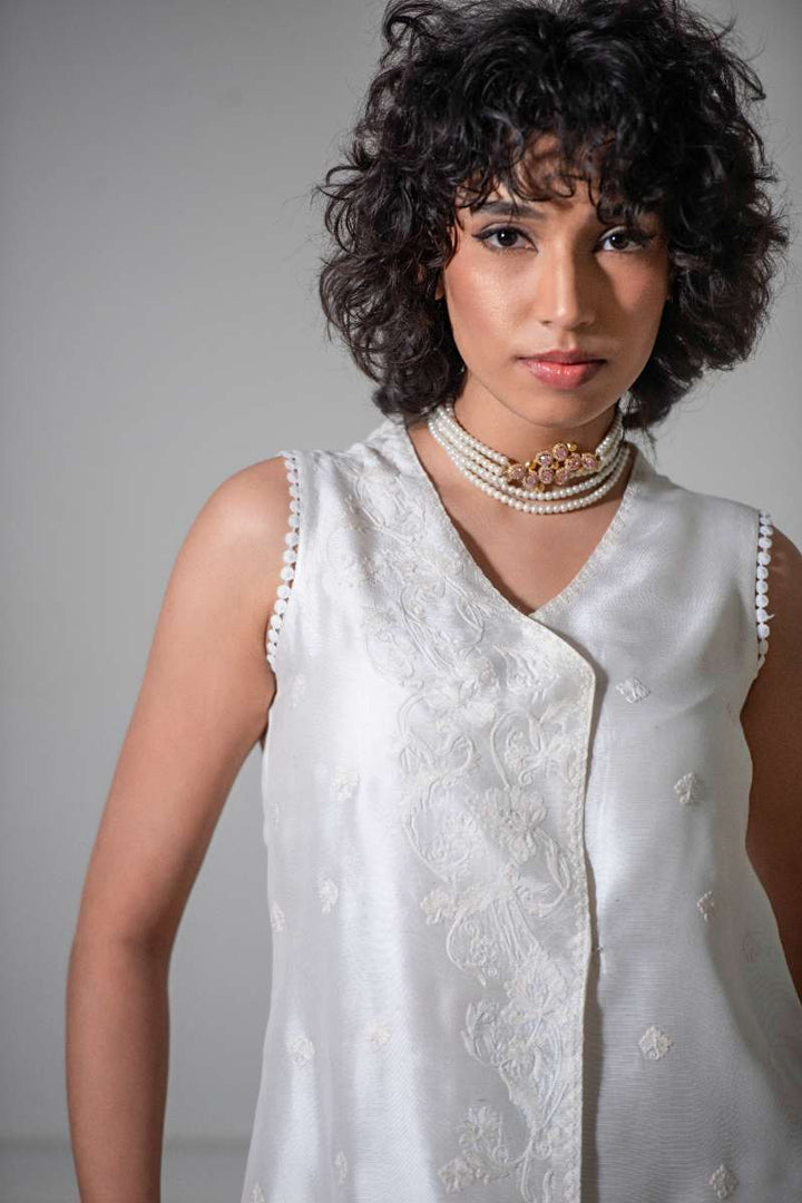 Yasmin Zaman - Butter Sheesha mat finish Suit For Women - Ivory  - 3 Piece