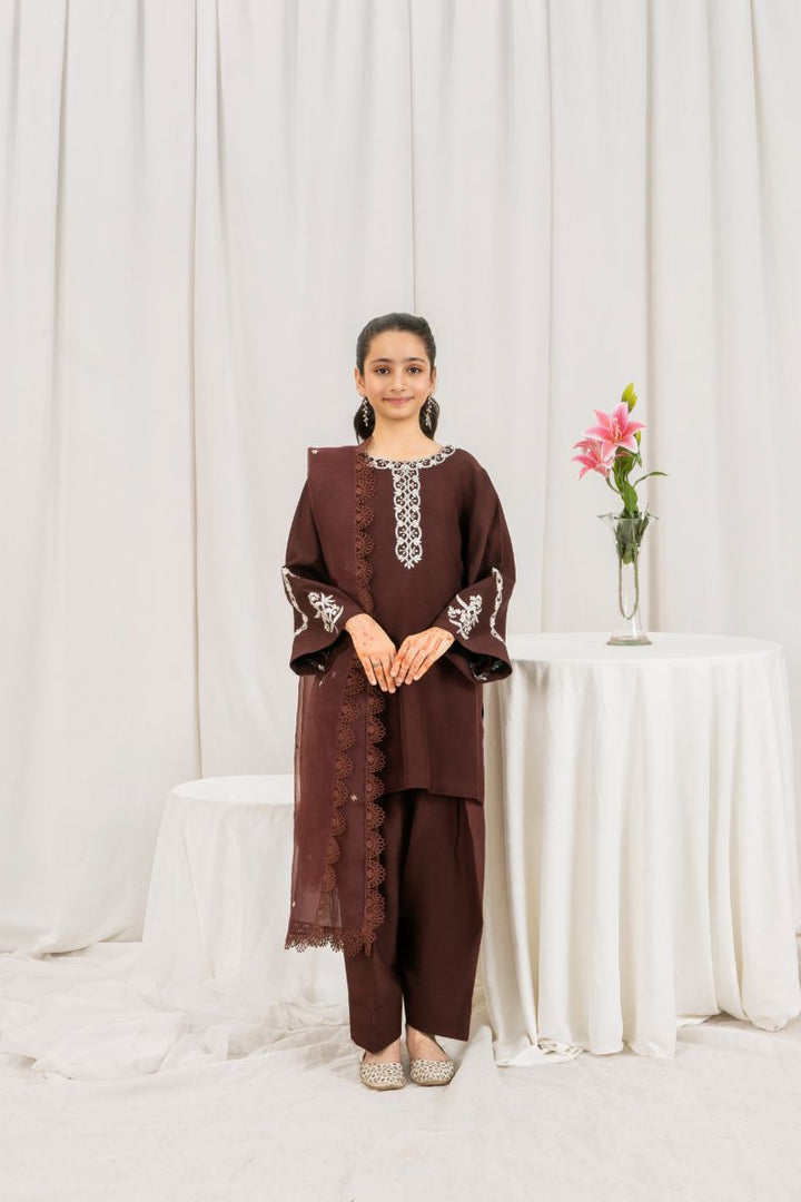 Fozia Khalid - DUSK Brown - Silk & Organza - 3 Piece