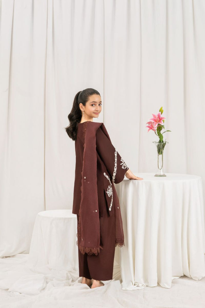 Fozia Khalid - DUSK Brown - Silk & Organza - 3 Piece