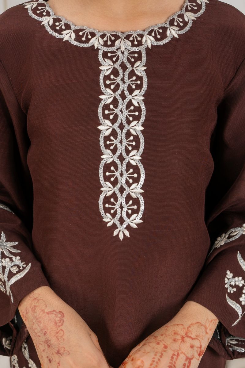 Fozia Khalid - DUSK Brown - Silk & Organza - 3 Piece