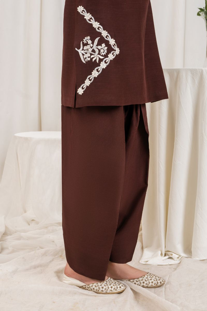 Fozia Khalid - DUSK Brown - Silk & Organza - 3 Piece