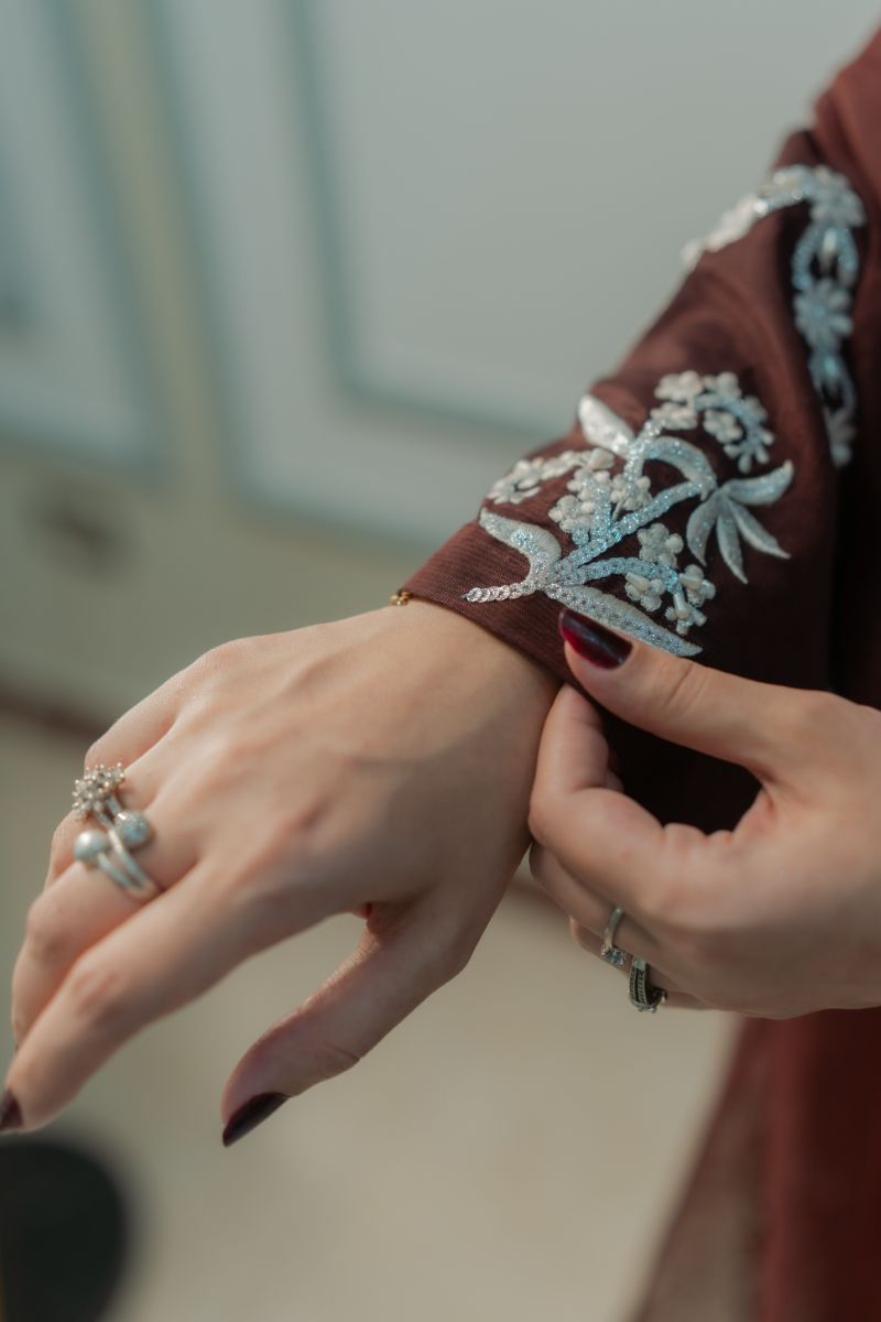 Fozia Khalid - DUSK Brown - Silk & Organza - 3 Piece