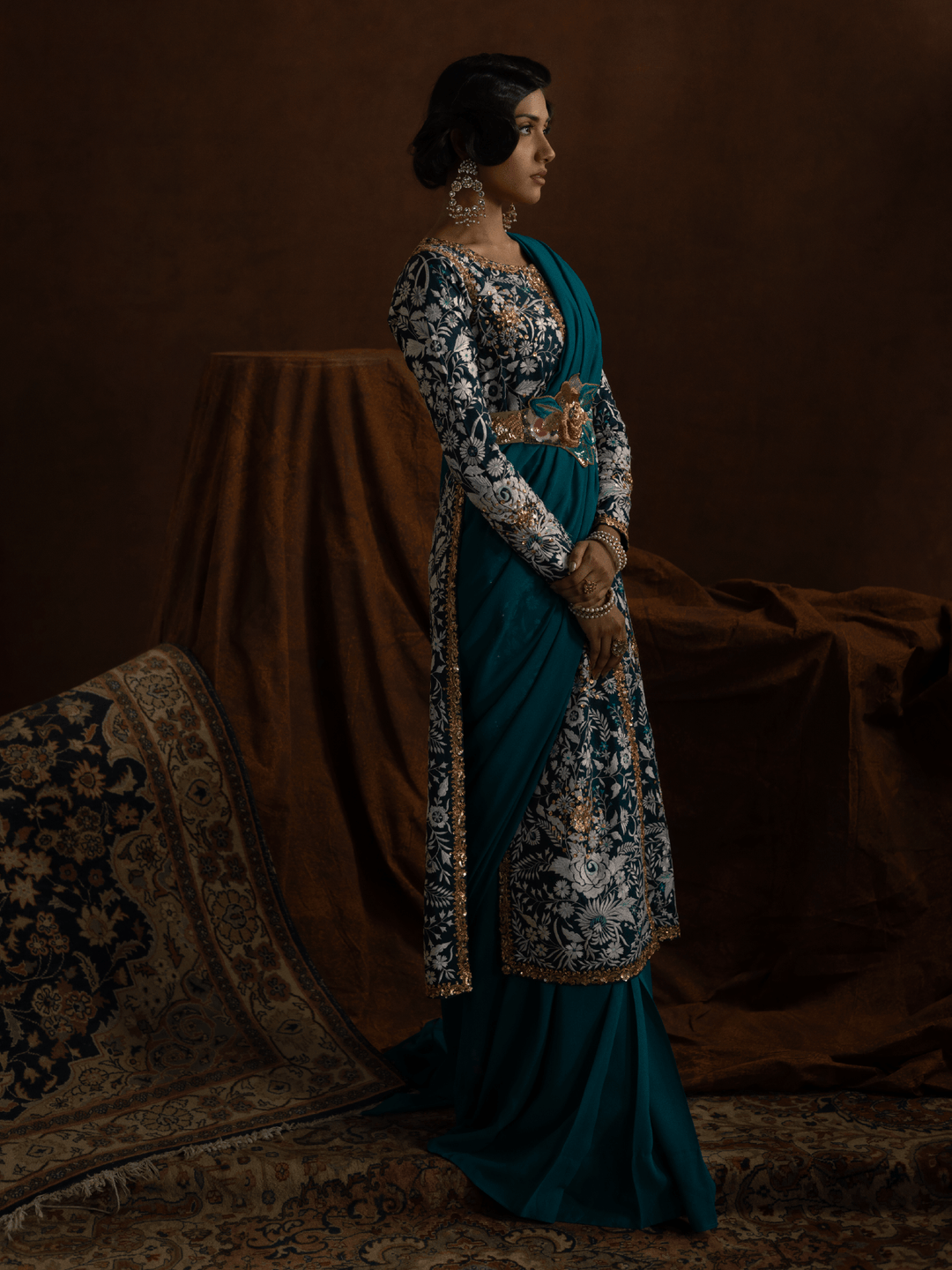 Sanam Chaudhri Lilya Saree Green 1 Piece