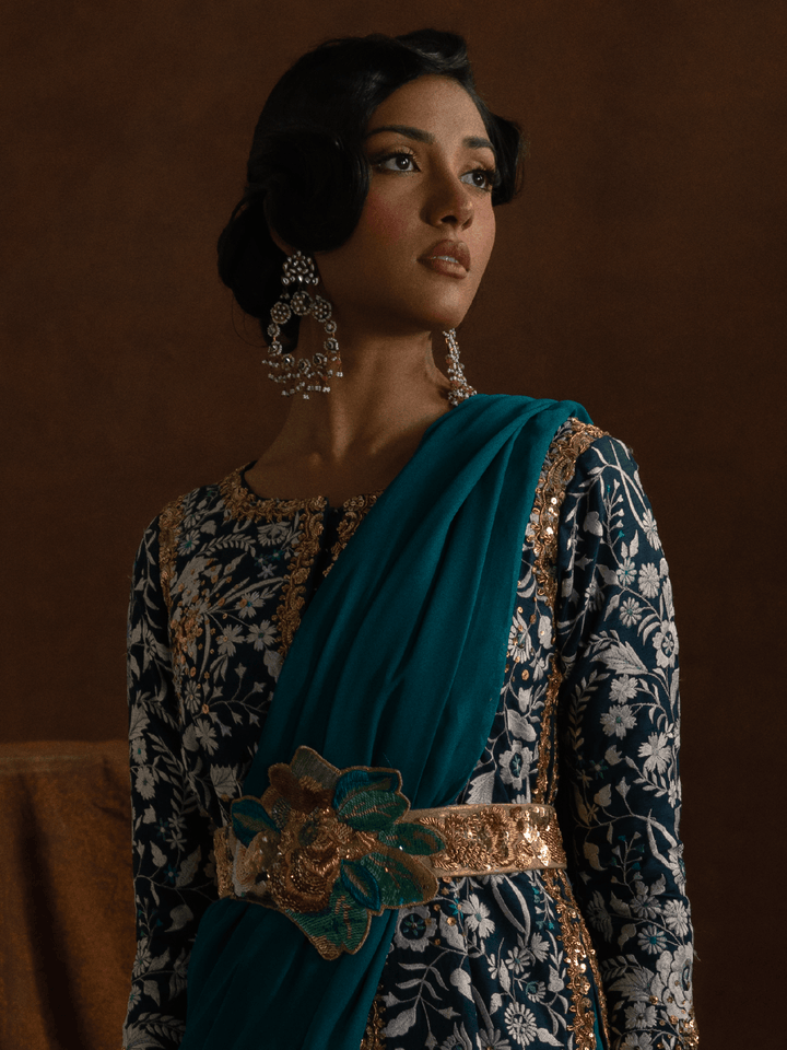 Sanam Chaudhri Lilya Saree Green 1 Piece