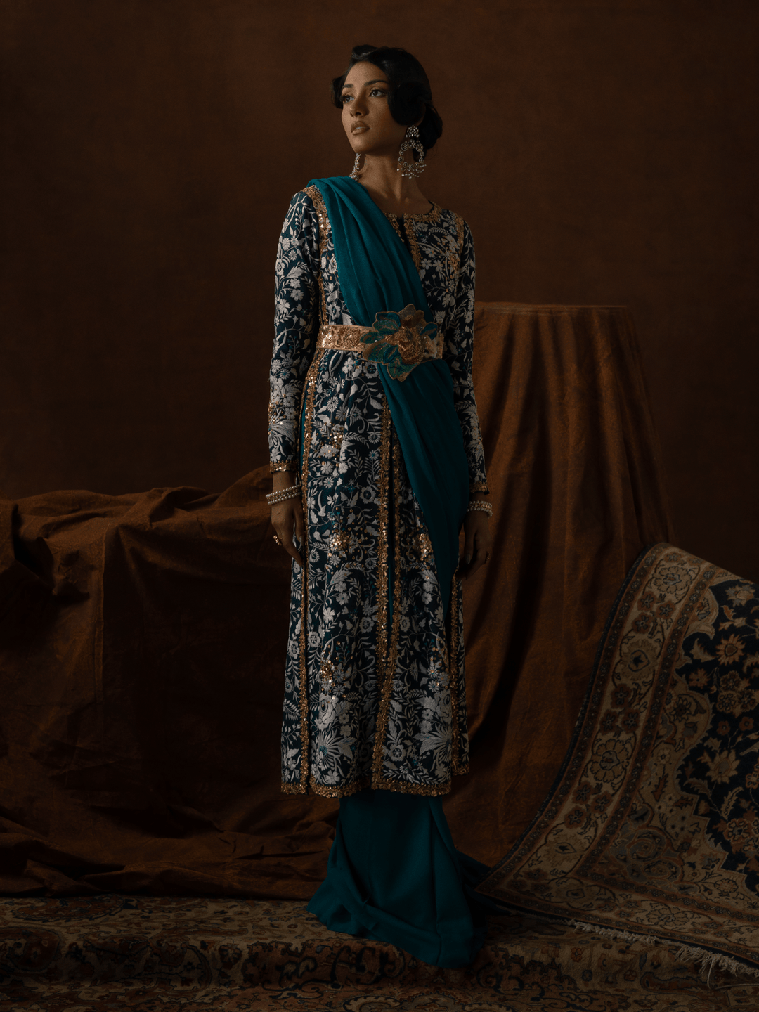 Sanam Chaudhri Lilya Saree Green 1 Piece