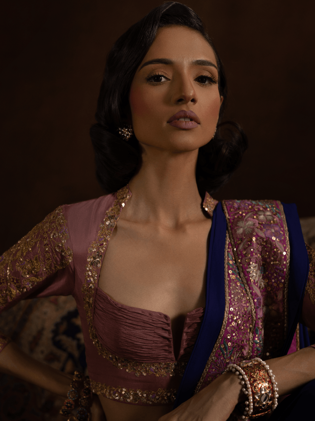 Sanam Chaudhri Laleh Saree Purple 1 Piece