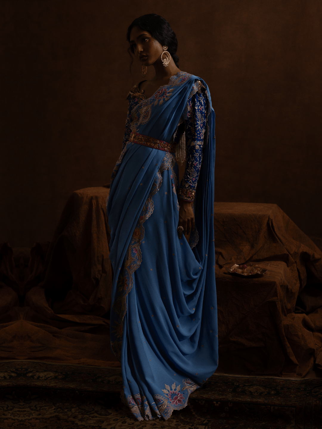 Sanam Chaudhri Parinaaz Saree Blue 1 Piece