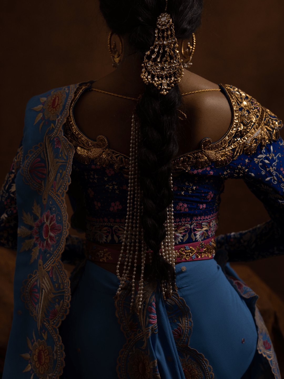Sanam Chaudhri Parinaaz Saree Blue 1 Piece