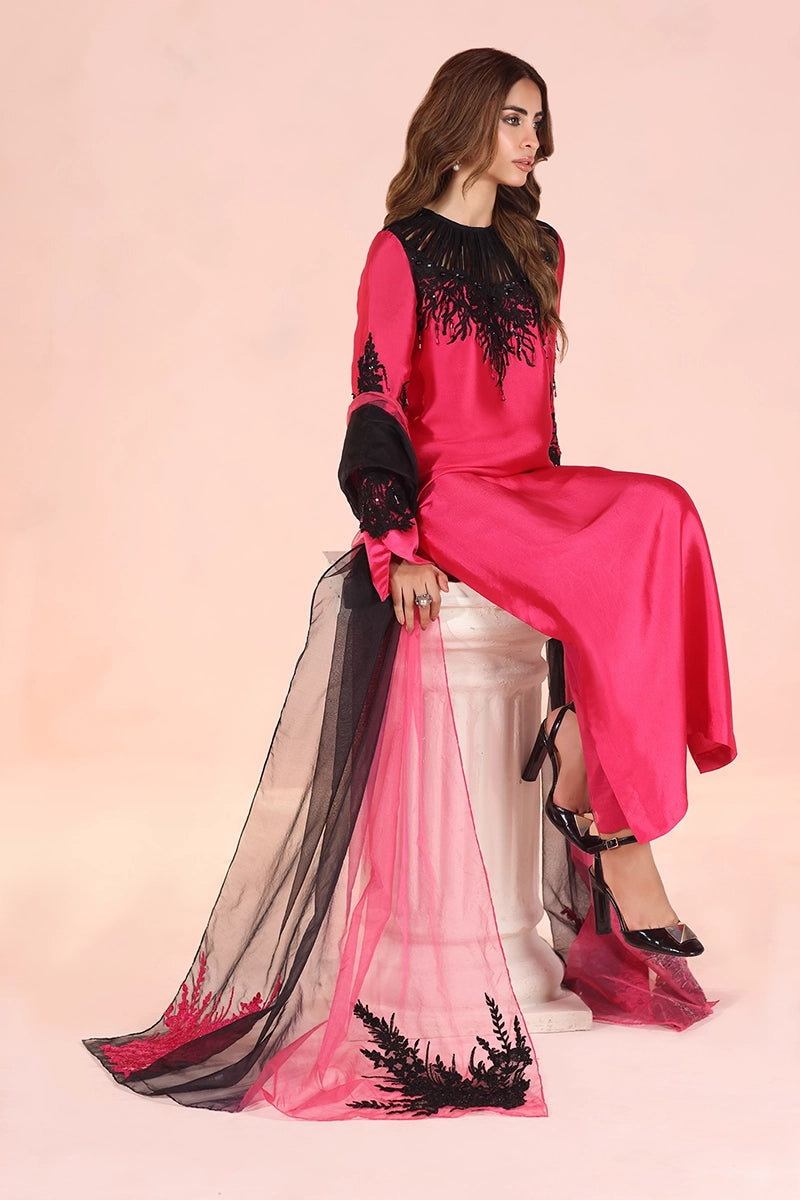 Musferah Saad - Dark Romance - Tissue,Silk & Organza - 3 Piece