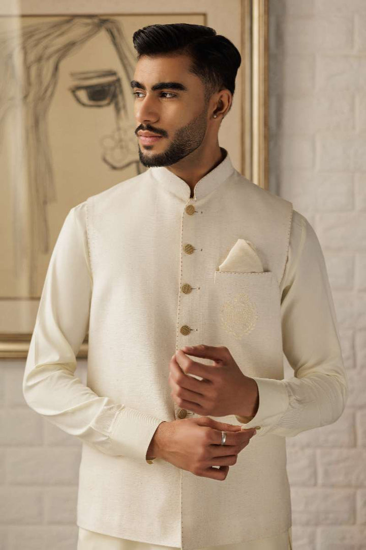 Deepak Perwani - Boski Kurta Shalwar For Men - Off White - 2 Piece