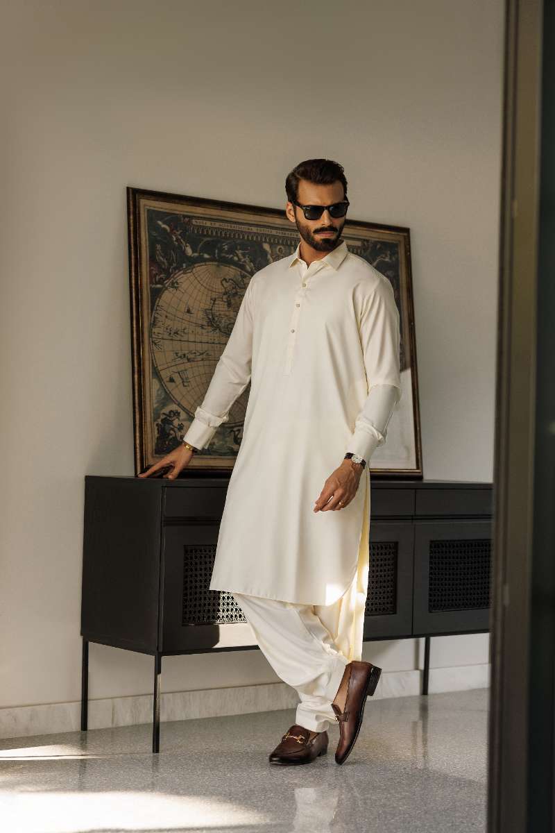 Deepak Perwani - Boski Linen  For Men - Off White - 2 Piece