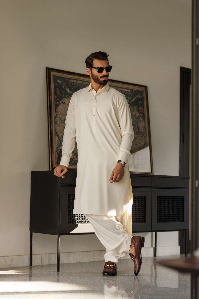 Deepak Perwani - Boski Linen  For Men - Off White - 2 Piece