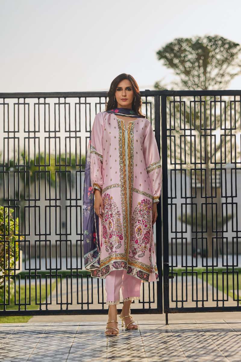 Deepak Perwani - Dahlia Silk Suit For Women - Pink - 3 Piece