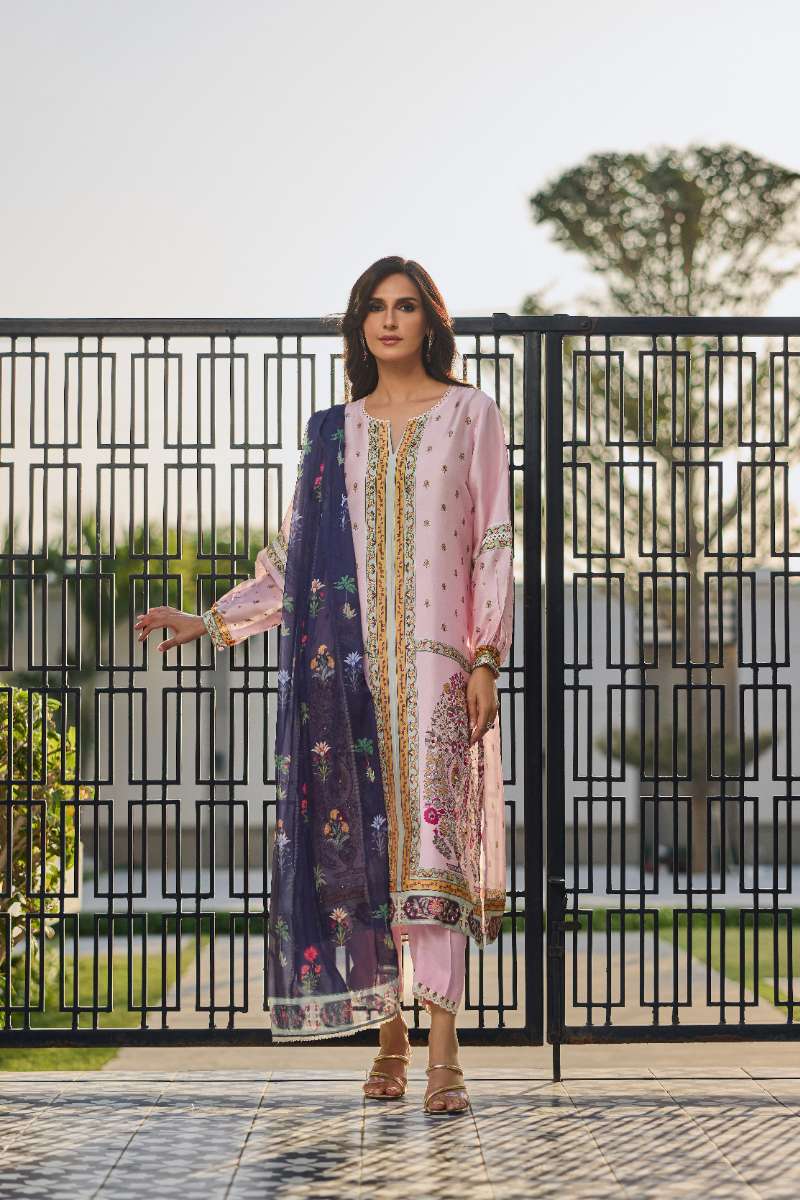 Deepak Perwani - Dahlia Silk Suit For Women - Pink - 3 Piece