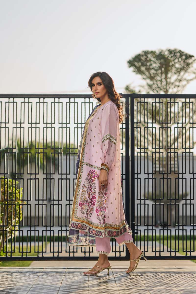 Deepak Perwani - Dahlia Silk Suit For Women - Pink - 3 Piece