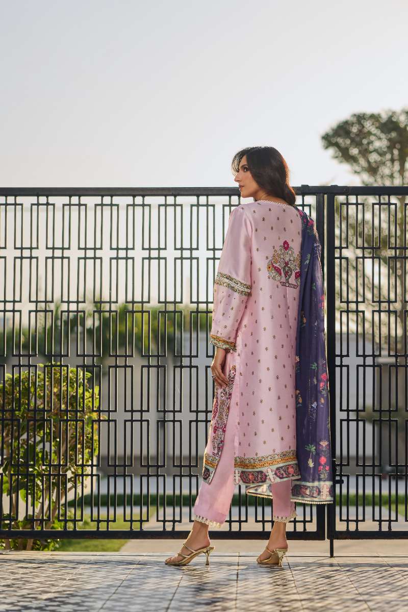 Deepak Perwani - Dahlia Silk Suit For Women - Pink - 3 Piece
