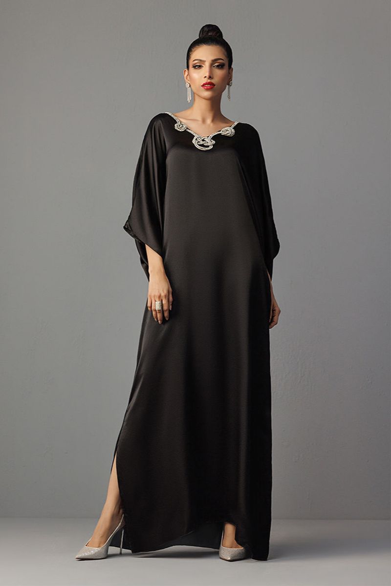 Deepak Perwani - Drs1138 - Pure Raw Silk For Women - Black - 1 Piece