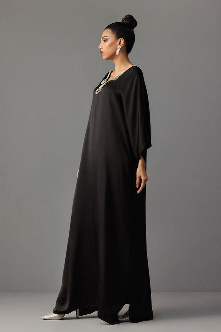 Deepak Perwani - Drs1138 - Pure Raw Silk For Women - Black - 1 Piece