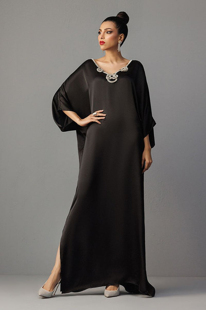 Deepak Perwani - Drs1138 - Pure Raw Silk For Women - Black - 1 Piece
