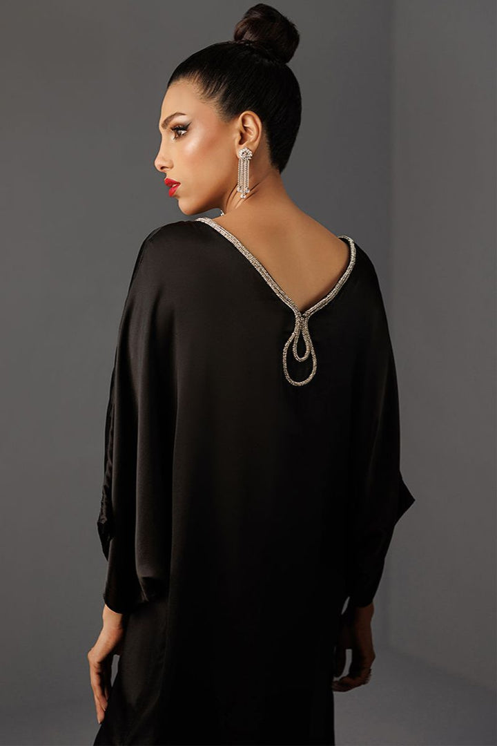 Deepak Perwani - Drs1138 - Pure Raw Silk For Women - Black - 1 Piece