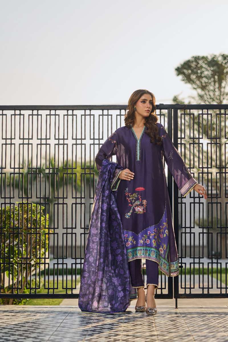 Deepak Perwani - Glory Silk Suit For Women - 3 Piece