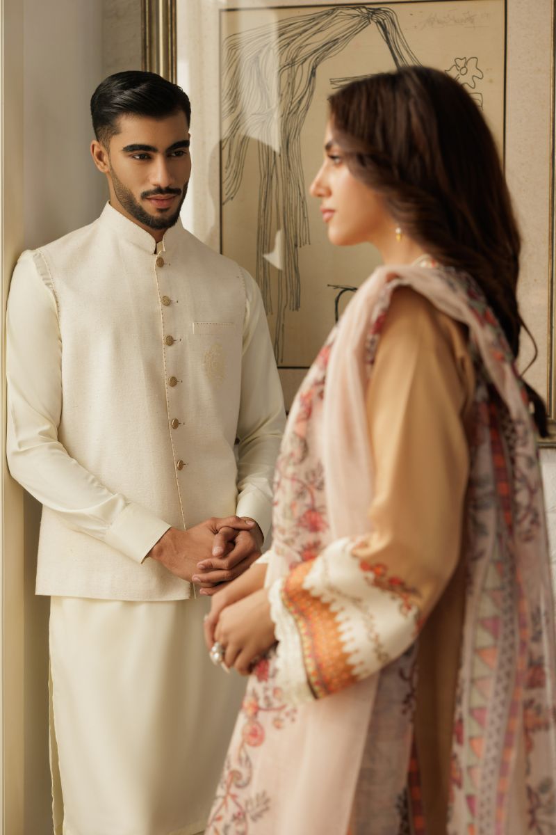 Deepak Perwani - Jkt1458 & Kas899 - Off-White - 3 Piece