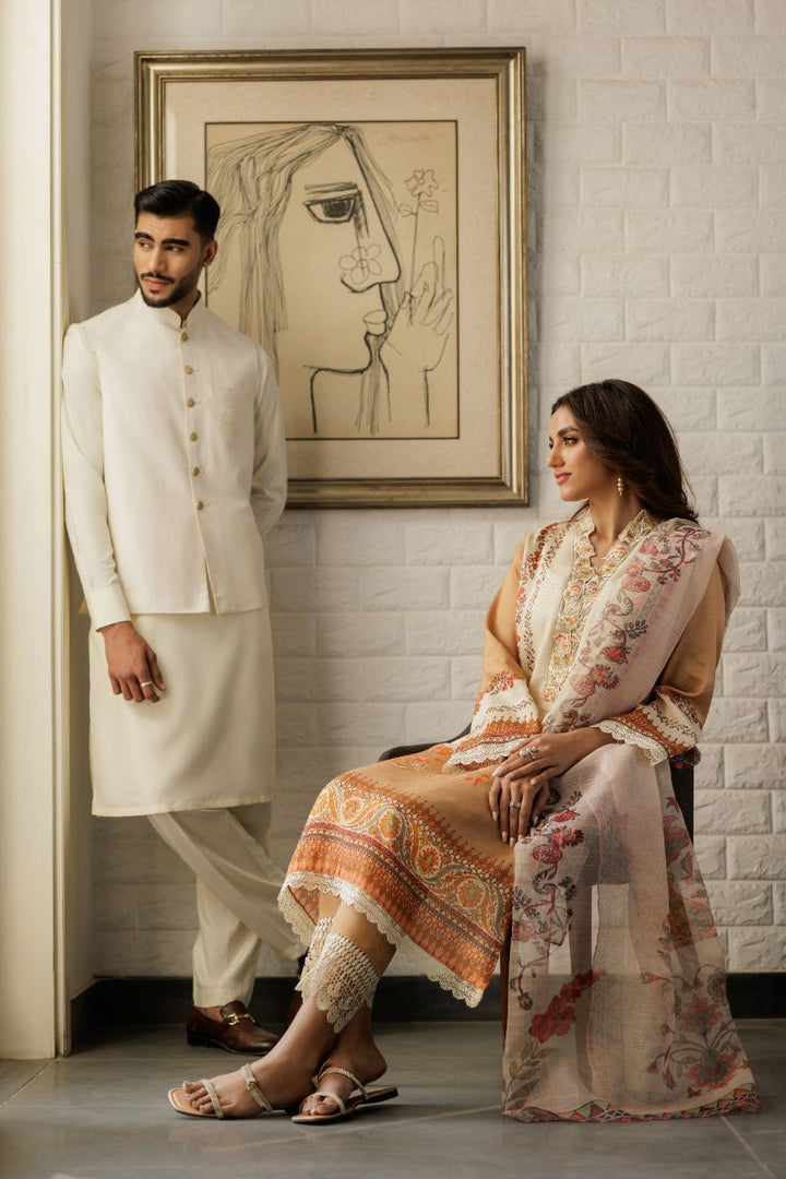 Deepak Perwani - Jkt1458 & Kas899 - Off-White - 3 Piece