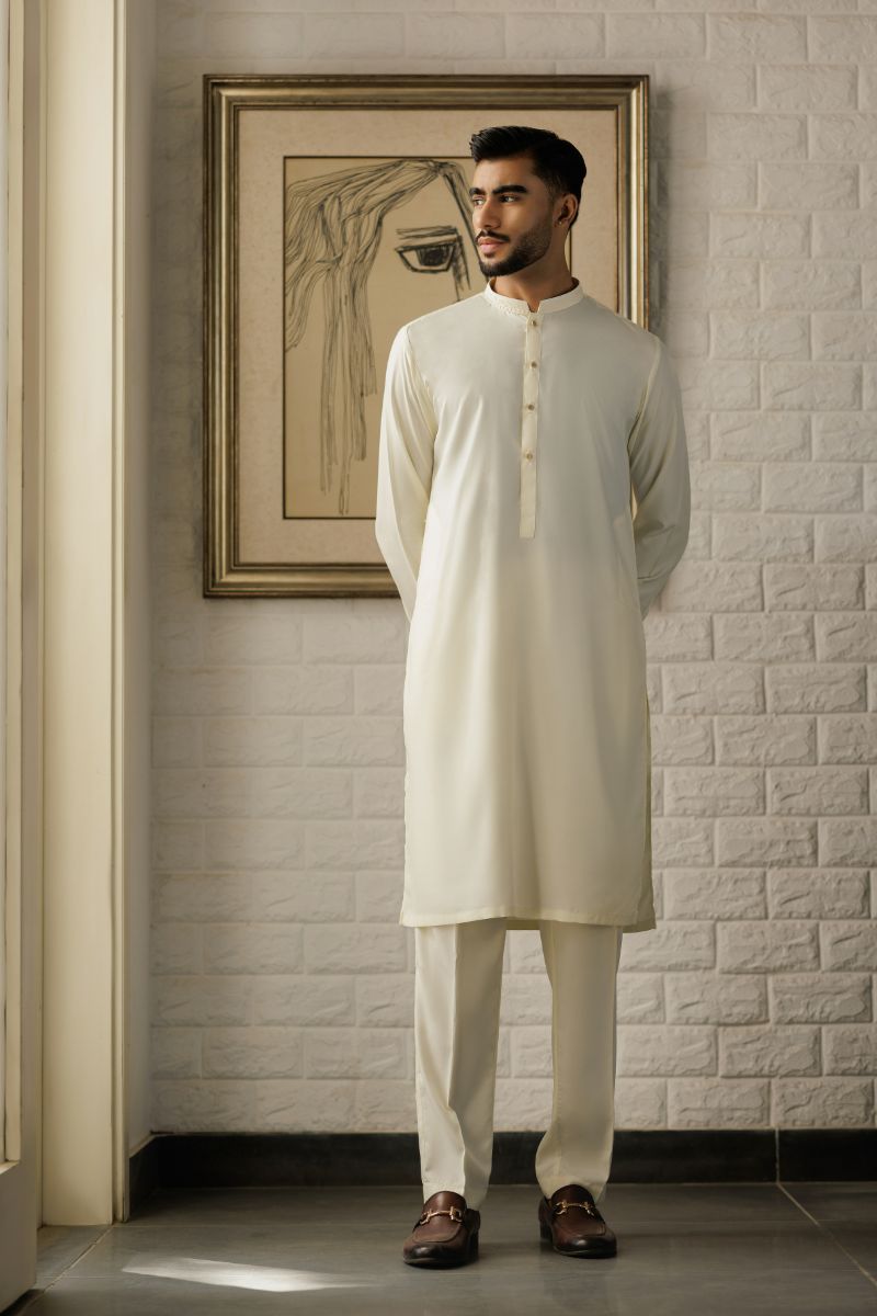 Deepak Perwani - Jkt1458 & Kas899 - Off-White - 3 Piece