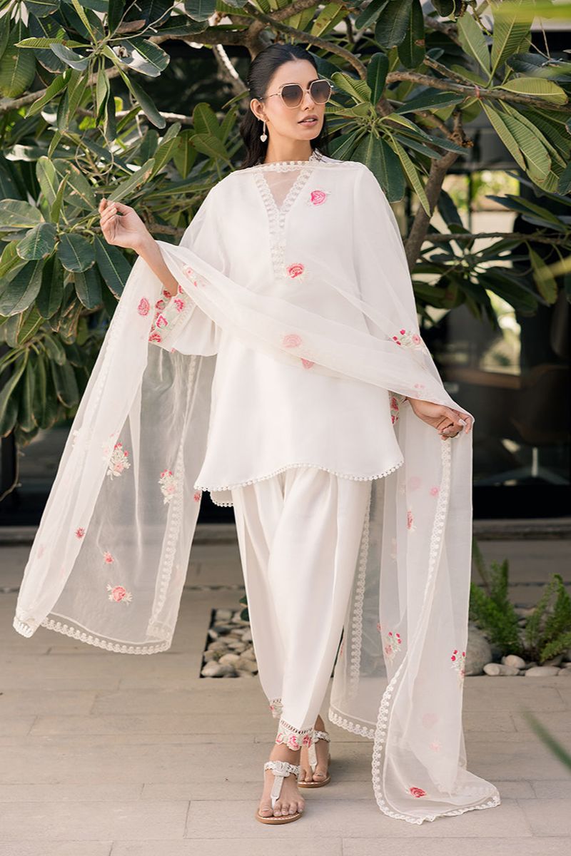 Deepak Perwani - Kut317 - Shisha Silk - Ethereal Ivory For Women - 2 Piece